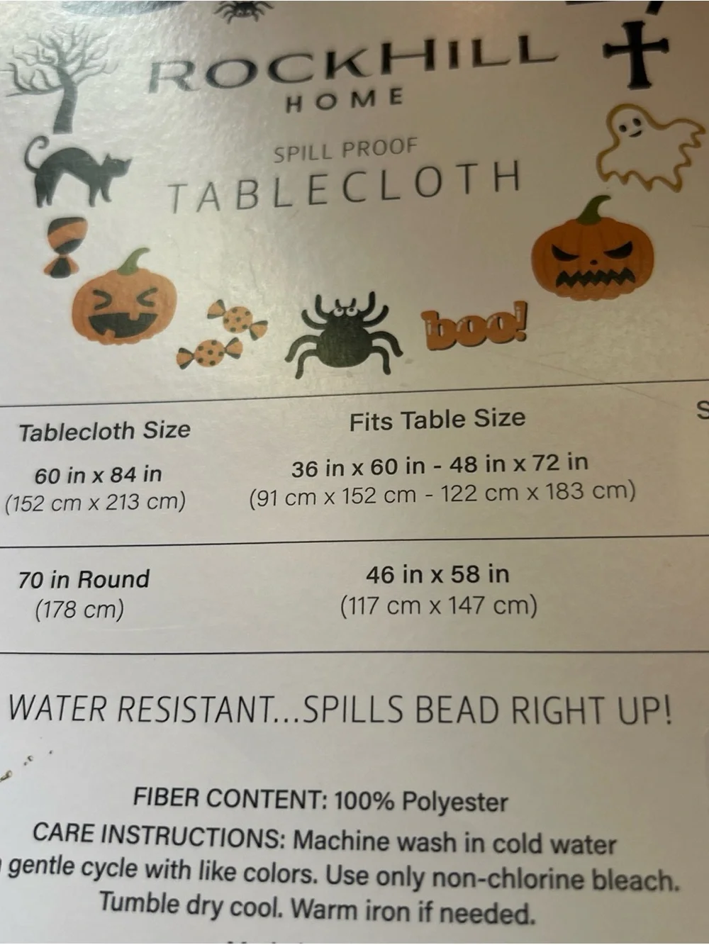 RockHill Home Vintage Halloween Print Table Cloth 70” Round Spill Proof